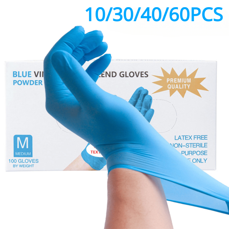 Latex Disposable Glove - 10/30/40/60PCS 일회용 블루 니트릴 장갑 가정용