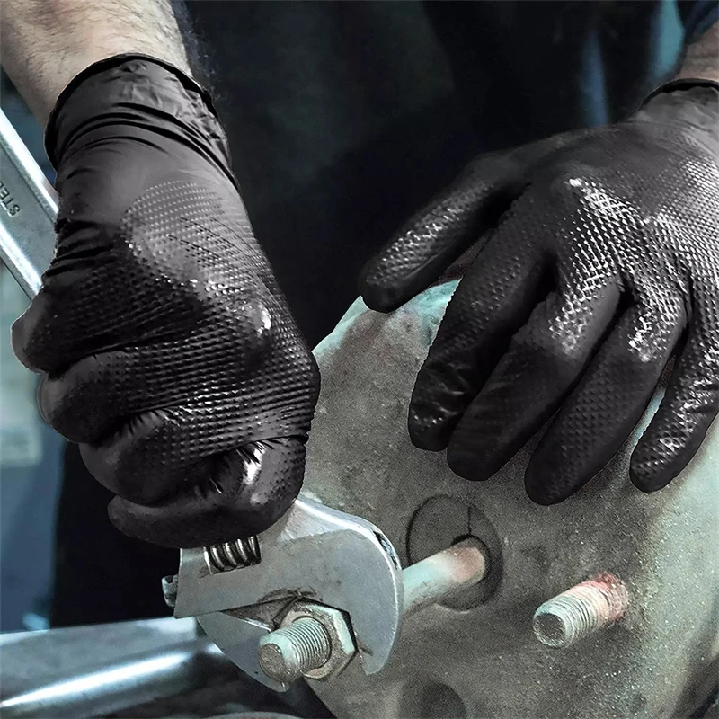 Nitrile Mechanic Glove - 산업용 블랙 니트릴 장갑 8mil 헤비