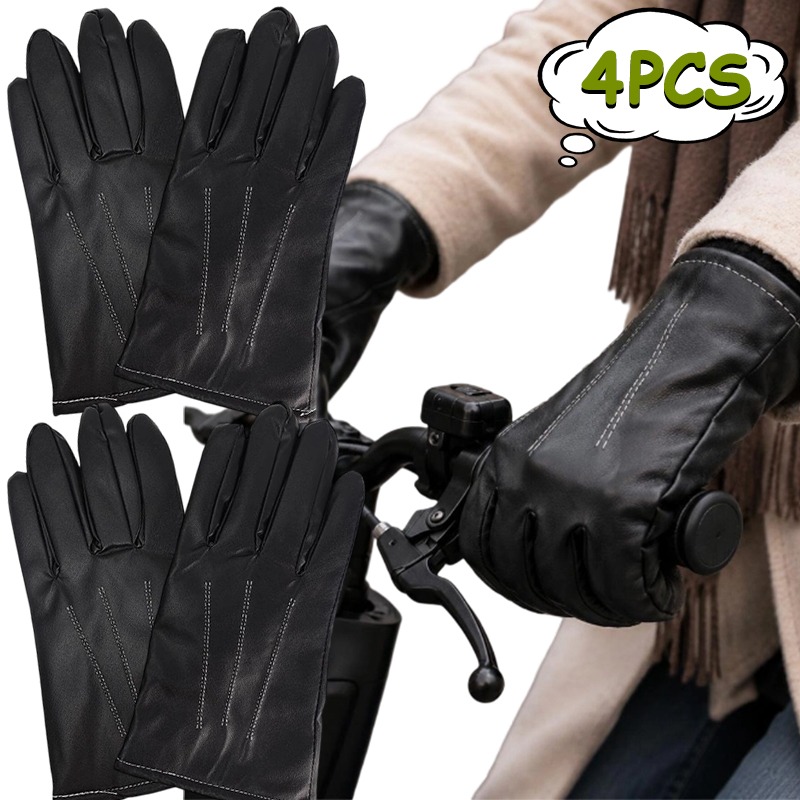 남녀공용 겨울 인조 가죽 장갑 1/2쌍, 보온 방풍 기 - Leather Driving Glove 리뷰 및 가격